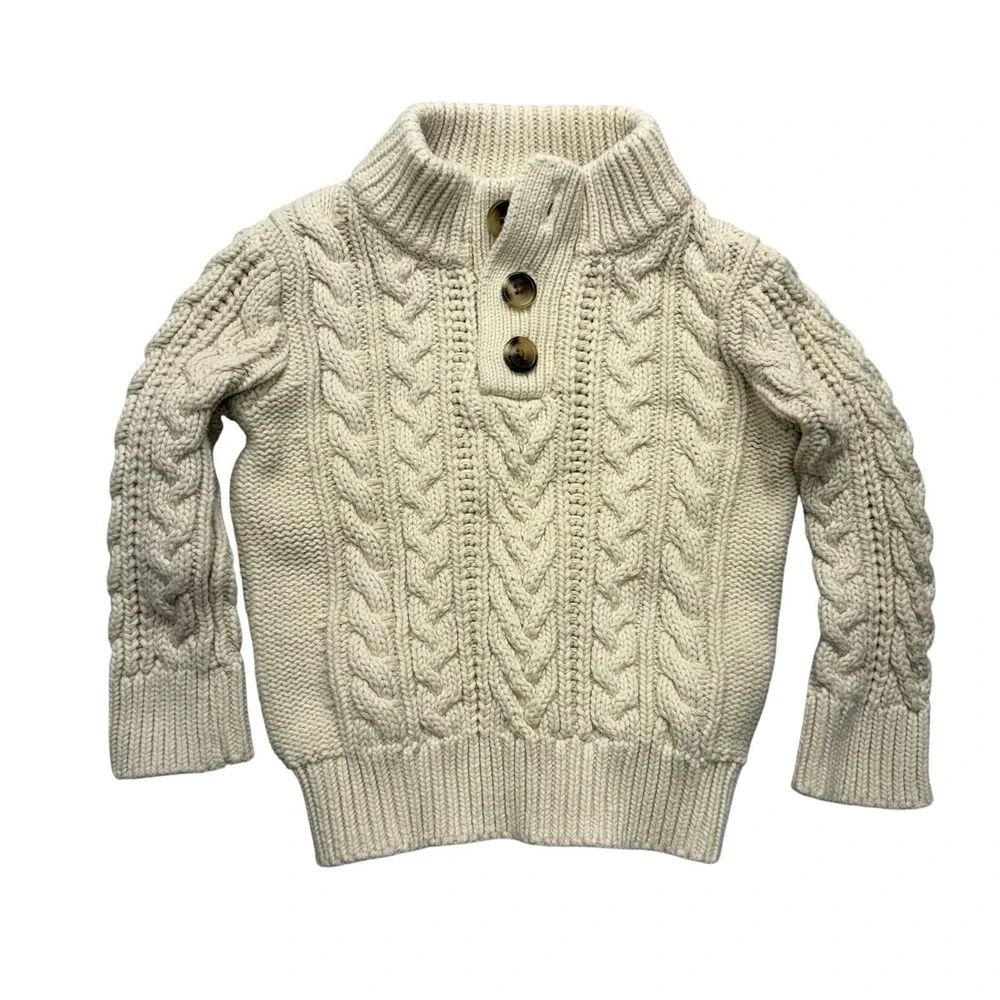 Baby Gap 18-24 Months Off White Cable Chunky Knit Sweater Grandpacore Fisherman